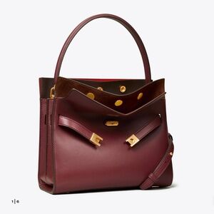 Tory Burch Burgundy Satchel with Gold Accents